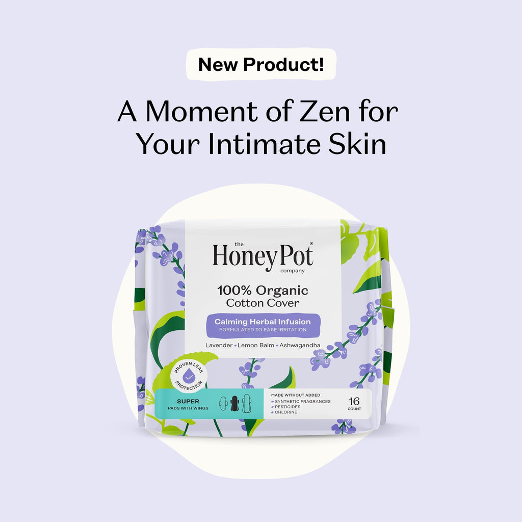 Organic Cotton Cover Calming Herbal Infusion Super Pads With Wings